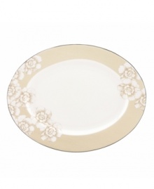 Lenox makes vintage florals feel fresh with the Blush Silhouette oval platter. Sturdy bone china combining a muted palette and sparkling platinum edge brings unparalleled elegance to the main course. Qualifies for Rebate