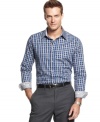 Perk up any outfit and take it to the next level with this sharp plaid shirt from Tasso Elba.