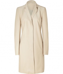 This sophisticated leather coat from Akris injects refined style to your day or night look - Notched lapels, concealed front button placket, slim silhouette, slit-detailed cuffs - Pair with wide-leg trousers and a blouse for day or a figure-hugging sheath dress and heels for evening