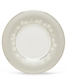 Underscore the elegance and delicacy of your Bellina cup with this matching bone china saucer displaying the same delicate floral design with textured white beads and stunning platinum trim. From Lenox's dinnerware and dishes collection. Qualifies for Rebate