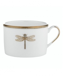 Adorned with delicate beetles and dragonflies, this classically shaped fine china cup combines simple elegance with casual style. The gold wing border makes your tabletop shine with elegance while the classic shape and delicate pattern exude style.