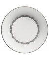 Vera Wang marries modern shapes with traditional lace in this set of dinnerware. The dishes are decidedly timeless. Platinum trim and banding add delicate feminine touches to this white bone china saucer.