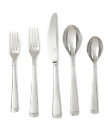 A stylish table is guaranteed to takes shape around Diamond Mirror flatware. Geometric detail in the handles, elongated spoons and a polished silver finish make the Robert Welch set a contemporary favorite.