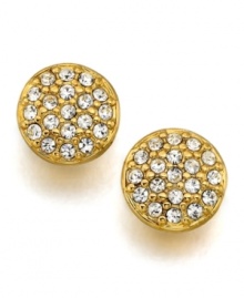 A beautiful touch of brilliance for your everyday, or formal engagements. Lauren by Ralph Lauren earrings in goldtone mixed metal with crystal accents. Approximate diameter: 1/4 inches.