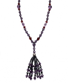 You'll fall for this flaunt-worthy fashion on the latest trend report. Lauren by Ralph Lauren's chic tassel pendant features a jet and clear glass beaded design. Crafted in mixed metal. Approximate length: 48 inches. Approximate drop: 4-1/2 inches.