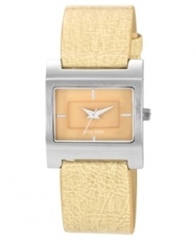 A textured strap in calm tones creates a lovely casual watch from Nine West.