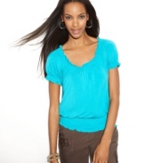 INC's smocked top makes an easy option for spring dressing. Pair it with everything from jean shorts to skinny capris!