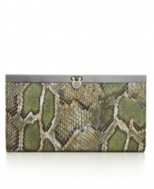 Glazed metallic snakeskin adds multidimensional color and texture to the classic frame wallet from Style&co.