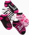 Get her feet all dolled up in these dainty Barbie socks, with pretty pink prints that will make little toes happy.