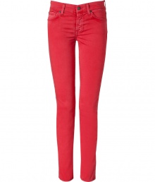 Inject a pop of color into your look with these ultra-chic skinny jeans from Seven for all Mankind - Five-pocket styling, zip fly, button closure, belt loops - Form-fitting, skinny leg - Pair with everything from modern knits and ankle boots to feminine tops and heels