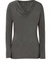 Easy to style and effortlessly chic, this draped neck top from Majestic is a new-season must-have - Draped cowl neckline, long sleeves, slim fit, long body - Pair with skinny jeans, a boyfriend blazer, and ankle booties