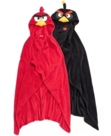 No ruffled feathers here. On cool nights he can keep comfortable in one of these plush hooded Angry Bird wraps.