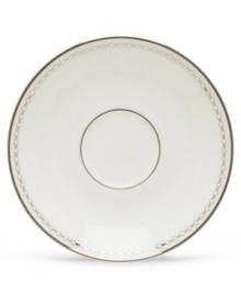 Combining elements both modern and vintage, the understated Pearl Platinum collection is designed to mimic a strand of lustrous pearls. With imitation pearl accents and platinum rims on fine bone china. Qualifies for Rebate