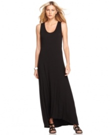 A crochet back adds a bit of boho flair to this Calvin Klein maxi dress for an easy yet stylish summer look!