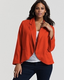 Drenched in a vivid coral hue, this Love Ady blazer finishes your workweek uniform with a statement shot of color.