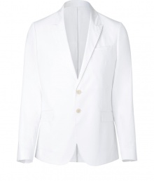 Classic and clean, this sophisticated two-button blazer from PS Paul Smith brings casual refinement to your breezy warm weather look - Notched lapel, two-button closure, two flap pockets, button cuff detail, back vent - Pair with slim chinos, a crisp button down, and oxfords