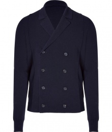 Streamlined and sleek, this Jil Sander double-breasted wool coat infuses your look with new-season sophistication - Small spread collar, double-breasted silhouette, front button placket, slim fit - Pair with slim trousers, a long sleeve henley, and suede ankle boots