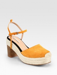 Enhance your sun-soaked adventures with this suede essential, equipped with a slingback strap and timeless espadrille trim. Stacked heel with hemp trim, 3½ (90mm)Hemp platform, 1 (25mm)Compares to a 2½ heel (65mm)Suede upperLeather lining and solePadded insoleImportedOUR FIT MODEL RECOMMENDS ordering true whole size; ½ sizes should order the next whole size up. 