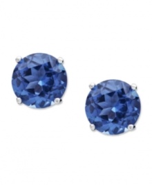 Celebrate your favorite month of the year with these December birthstone earrings by CRISLU. Stud earrings feature round-cut, blue topaz-colored cubic zirconias (3 ct. t.w.) set in sterling silver with a platinum finish. Approximate diameter: 1/4 inch.