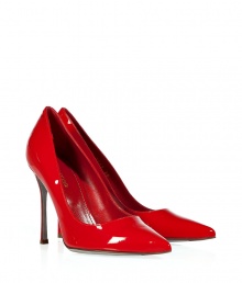 Bring sexy back in these statement-making red stilettos from Sergio Rossi - Pointed toe, shiny patent leather, stiletto heel - Style with a figure-hugging cocktail sheath or luxe wide leg trousers