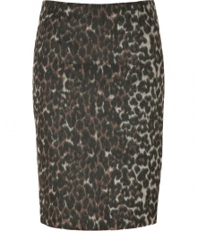 Bring bold style to your office-to-evening ensembles with this figure-enhancing leopard print pencil skirt from By Malene Birger - Textural surface, hidden back zip, kick pleat - Form-fitting - Wear with a silk blouse, a leather jacket and heels