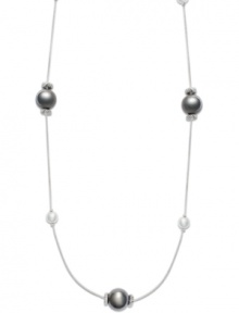 Put the final touches on. This delicate station necklace by Alfani adds the perfect last second layer before you walk out the door. Crafted in silver tone and hematite tone mixed metal. Approximate length: 60 inches.