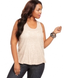 Dazzle from day to night with American Rag's plus size tank top, finished by sparkling sequins. (Clearance)