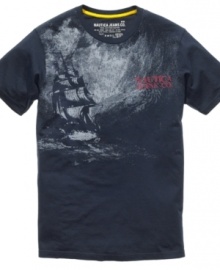 Drop anchor on your laid-back weekend style with this graphic tee from Nautica.