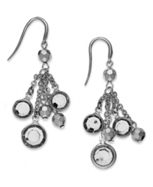 Crystal clear drops, by Alfani. These timeless chandelier earrings from Alfani emit sophistication complemented by clear plastic beads. Crafted in silver tone mixed metal. Approximate drop: 2 inches.