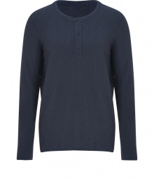 Lend a laid-back look to your casual layering staples with Closeds cool cotton-wool henley - Round neckline, long sleeves, henley button placket - Classic slim fit - Wear with favorite jeans, a flannel and lace-ups