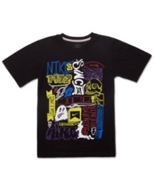 Brash and bold. He can get some action in this electric Sketched-Up tee from Nike Action.