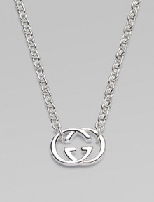 Signature interlocking GG symbol of polished sterling silver, suspended between a bold chain. Sterling silver Chain length, about 17 Pendant length, about ¾ Lobster clasp Made in Italy