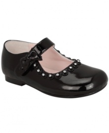 Your little one will be cute and confident in these patent leather Mary Janes from Nina.