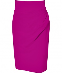 Luxe skirt in fine, pure silk crepe - A sumptuous summer standout from it-designer Sophie Theallet - On trend in lush orchid pink - High waisted pencil cut with decorative drape detail at hips - Slim silhouette hits above the knee - Zips at back - Pair with dressy tanks and t-shirts or silk blouses and peep toe pumps or leather sandals