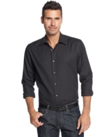 Paired with jeans or dress pants, this striped shirt from Perry Ellis lends polish to any outfit.