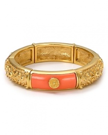 Exotic-jewels are big news this season, and T Tahari's stretch bracelet, featuring coral and gold plaques, is an easy way to nod to the trend. Slip it on to update your style.