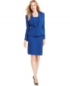 A look to take you from the boardroom to a client dinner in three easy pieces. Tahari by ASL's cobalt blue petite suit comes with a coordinating shell for a flawlessly matched ensemble.