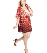 A date night must-have: Jessica Simpson's butterfly sleeve plus size dress, featuring an airy feel.