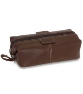 This elegant leather travel kit by Dopp will keep your toiletries in one convenient compartment for easy to access.