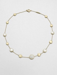 From the Jaipur Resort Collection. Delicate discs of hand-engraved, brushstroke-textured 18k gold alternate with buttons of creamy mother-of-pearl along a delicate gold chain.Mother-of-pearl18k yellow goldLength, about 16Lobster claspMade in Italy