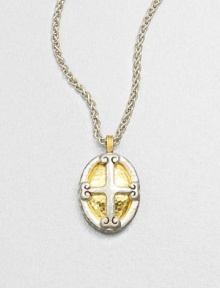 A classic style with vintage appeal featuring a sterling silver cross crest accented with radiant hammered 24k gold on a link chain. Sterling silver24k goldLength, about 17.7Pendant size, about.75Lobster clasp closureImported 