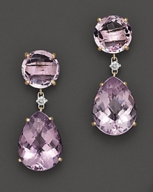 A lovely day-to-evening option, this rose amethyst earring features diamond accents in 14 Kt. yellow gold.