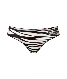 Turn up the heat with this ultra-sexy thong from D&G Dolce & Gabbana - Classic thong cut with all-over zebra print, front logo detail - These panties are perfect under any outfit or paired with a matching bra for stylish lounging