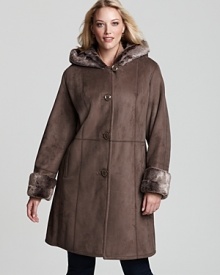 Add a plush top layer to your winter looks with this hooded faux shearling coat from Portrait.