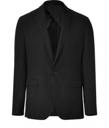 Relaxed blazer in fine, black natural fiber and cotton blend - A chic standout from eco-friendly label Edun, co-founded by U2s Bono - Lightweight, seersucker fabric - Slim, straight silhouette - Single-button closure, front flap pockets and deep lapels - A streamlined, warm weather go-to in any modern wardrobe - Seamlessly transitions from day to evening - Pair with a t-shirt or button down and jeans, chinos or linen trousers