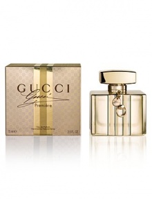 Introducing a strong female signature line: Premiere by Gucci. The bottle is the iconic Gucci shape and the sparkling new fragrance is sophisticated, young and timeless. Top notes: Begamot and blackberry. Middle notes: Orange blossom and wild fur accord. Base notes: Patchouli and sandalwood. Made in France.