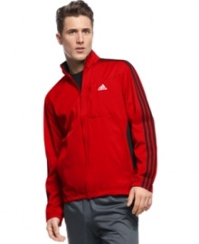 The perfect motivation. Slipping into this hooded adidas jacket will get you pumped to start moving.