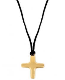 Shine of the cross. This necklace from Robert Lee Morris features a pendant crafted from gold-tone mixed metal, held by a cord, for a stylish effect.  Approximate length: 16 inches + 3-inch extender. Approximate drop: 1-1/2 inches.