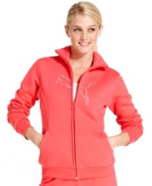 Keep warm and stay fit in this cute Puma track jacket! Perfect to wear for cooler weather workouts.