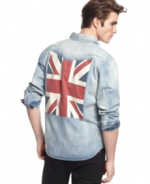 Double up on your denim look with this Union Jack shirt from Rolling Stones.